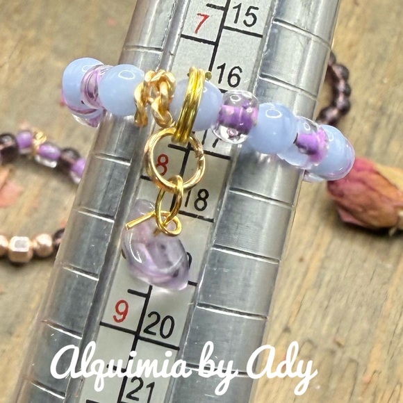 Aquamarine and amethyst charm band gem ring - Picture 2 of 2